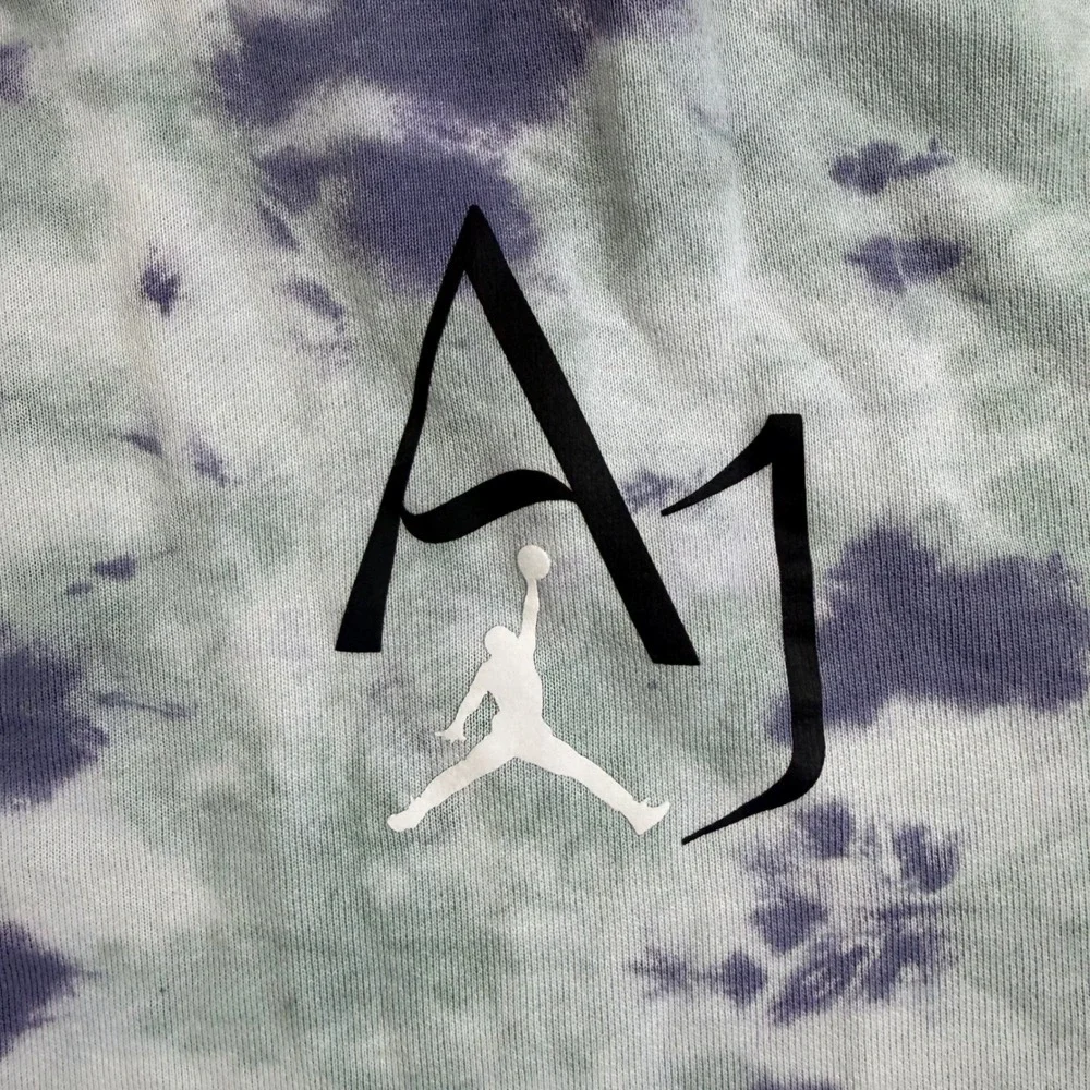 Jordan Hoodie Mens Small Purple Green Tie Dye AJ Air Graphic Pullover Sweatshirt